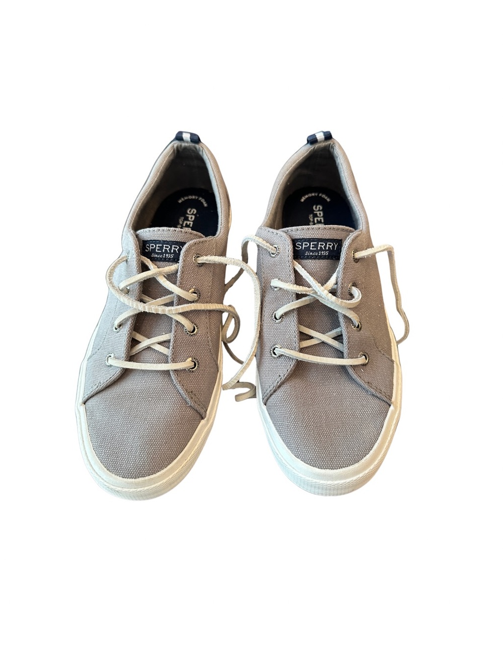 Sperry Low-Top Canvas Sneakers in Light Gray and White - Size 7.5 - Picture 2 of 6